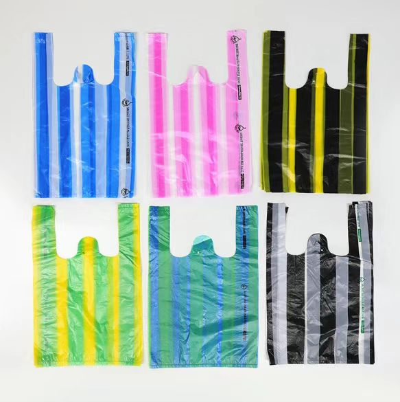 Double color stripe plastic bag food grade plastic bag HDPE