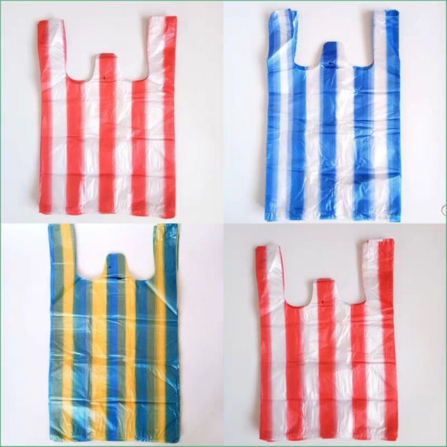 Double color stripe plastic bag food grade plastic bag HDPE